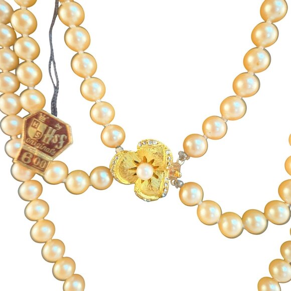 Vintage Simulated Duchess Pearls Pearl Necklace H&S Originals With Ornate Gold T - Picture 3 of 12